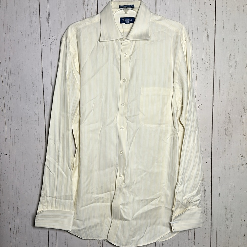 Paul Fredrick Men’s Ivory 16.5 - 36 100c Two Ply Pinpoint Oxford, 100% cotton